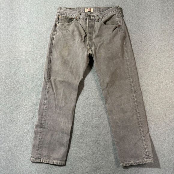 VTG Levis Jeans Mens 33x30 Gray 501 Straight Button Fly American Medium Denim - Picture 1 of 16